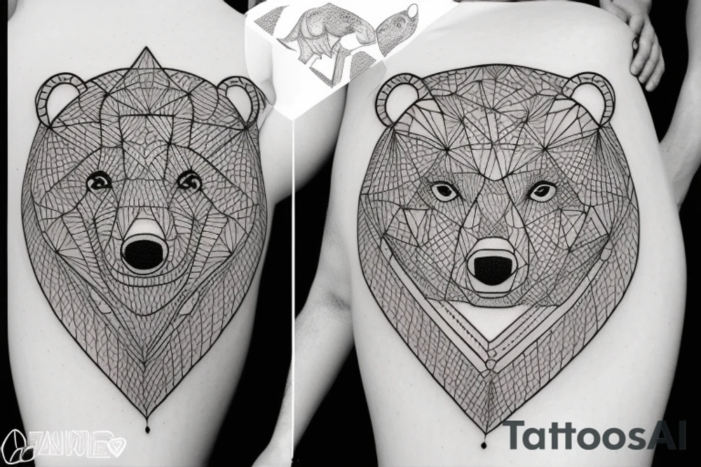 bear with 
straight geometric line tattoo idea