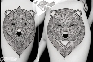 bear with 
straight geometric line tattoo idea