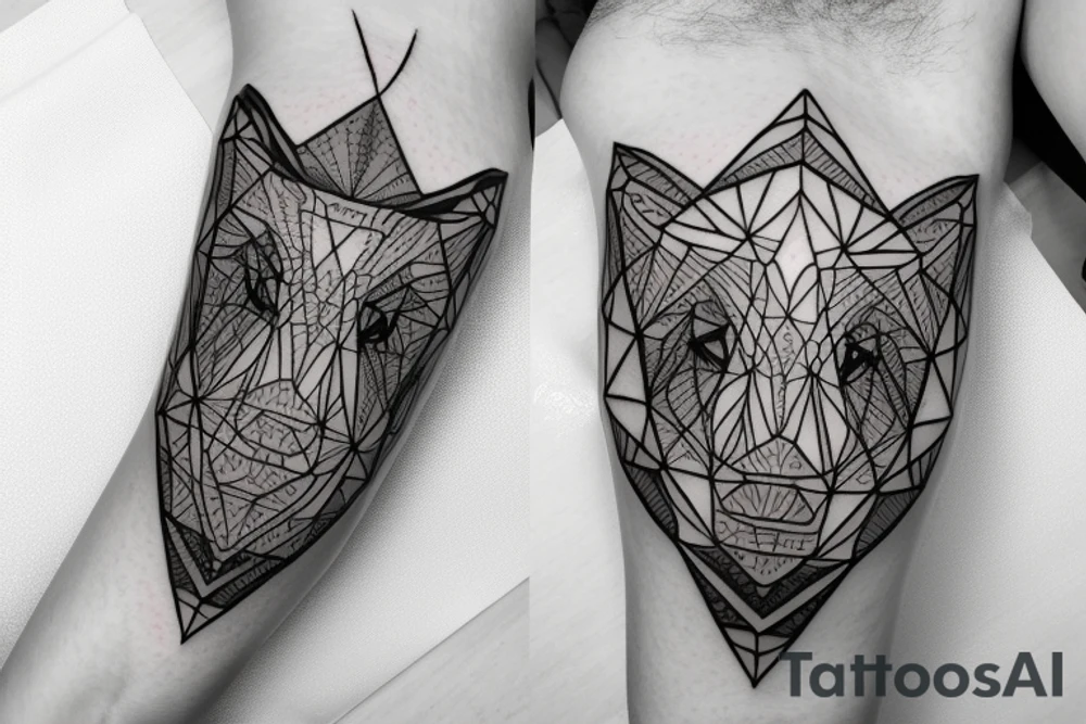 bear with 
straight geometric line tattoo idea