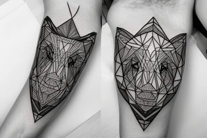 bear with 
straight geometric line tattoo idea