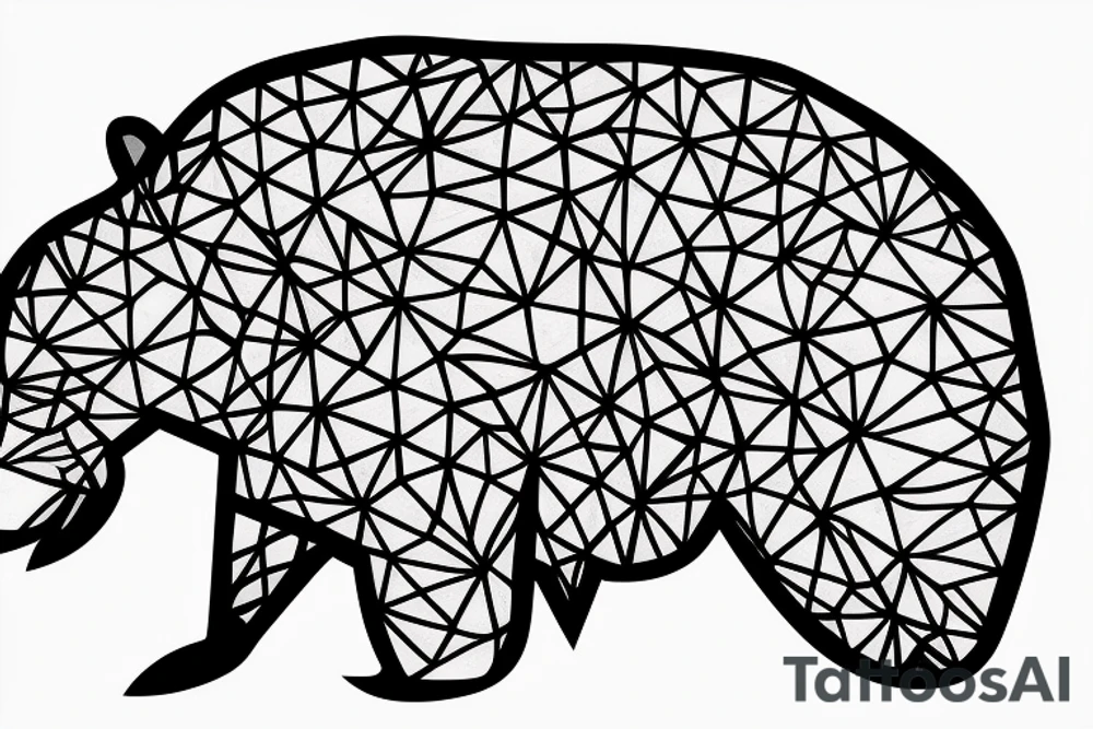 bear with 
straight geometric line tattoo idea