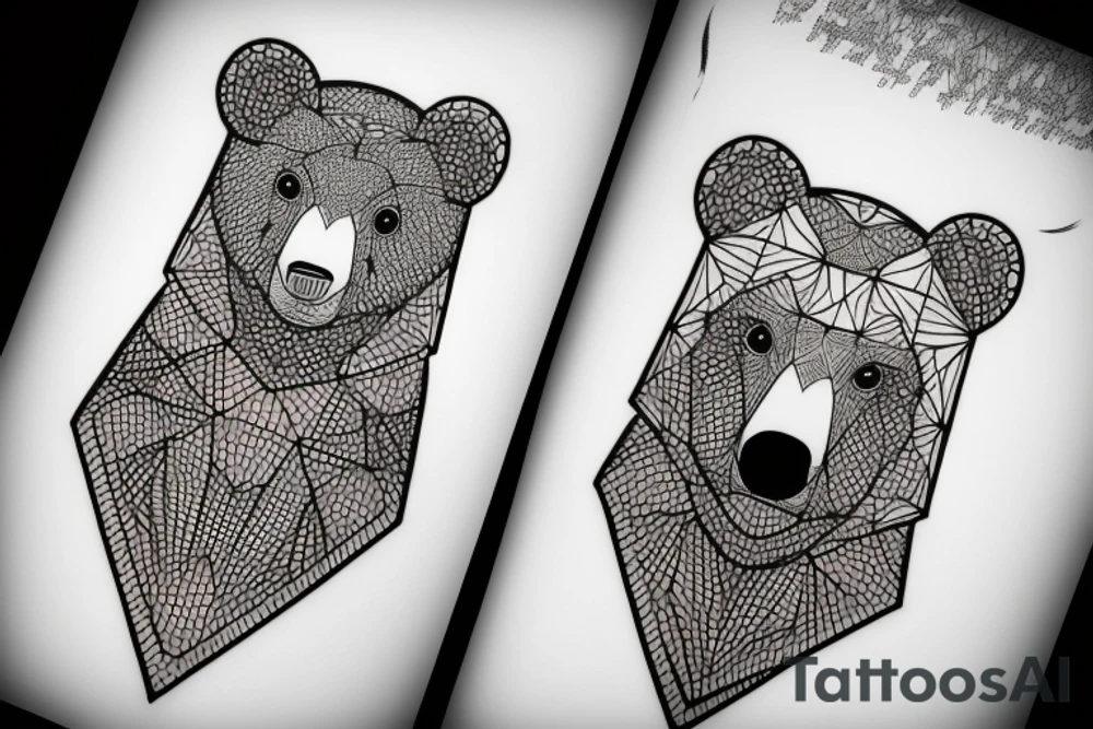 bear with 
straight geometric line tattoo idea
