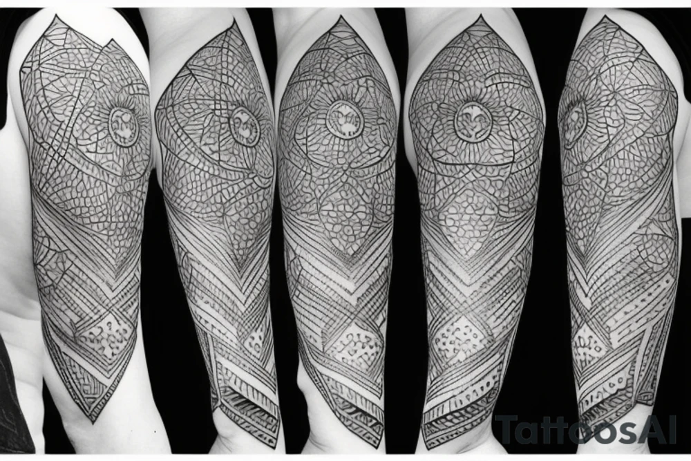 wolf with 
straight geometric line tattoo idea