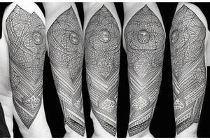 wolf with 
straight geometric line tattoo idea