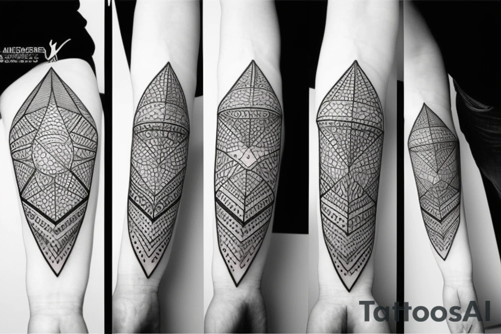 wolf with 
straight geometric line tattoo idea