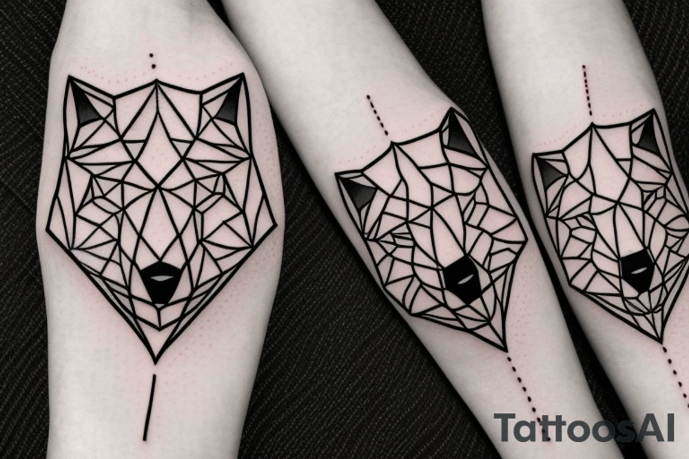 face of wolf with
straight geometric fineline tattoo idea