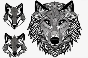 face of wolf with 
straight geometric fineline tattoo idea