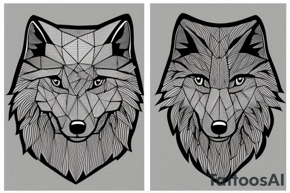 face of wolf with
straight geometric fineline tattoo idea