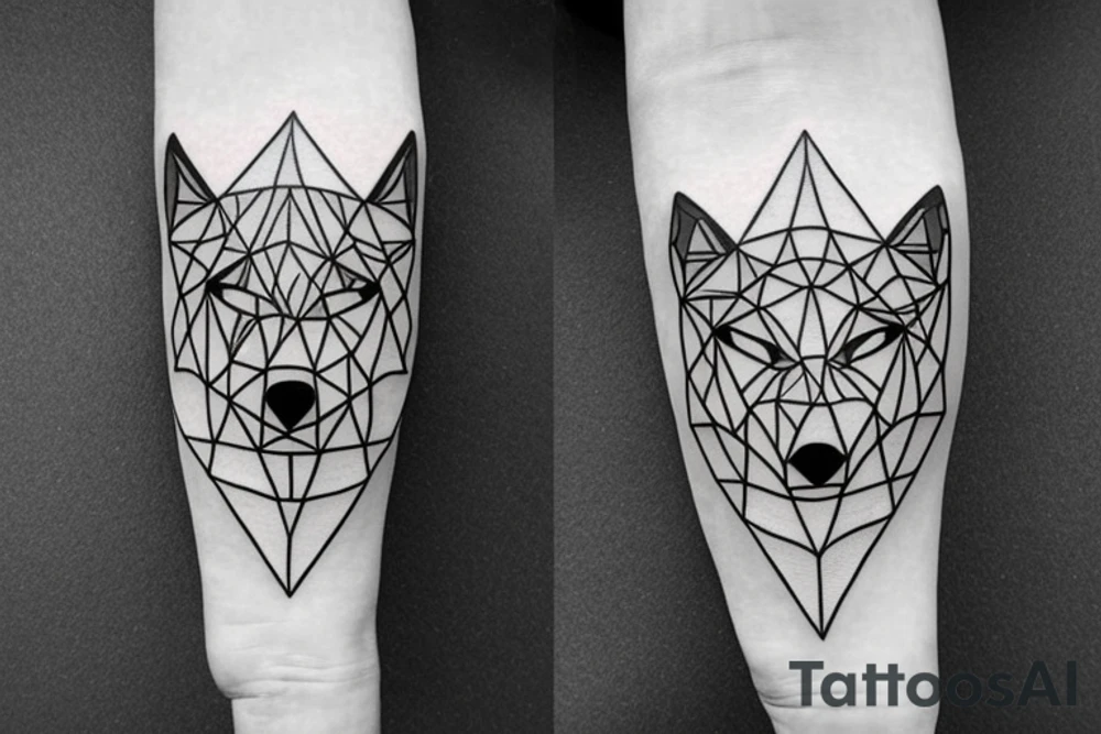face of wolf with
straight geometric fineline tattoo idea