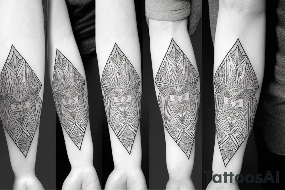 face of fox
 with 
straight geometric fineline tattoo idea