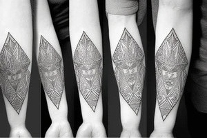face of fox
 with 
straight geometric fineline tattoo idea