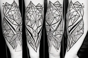 face of fox
 with 
straight geometric fineline tattoo idea