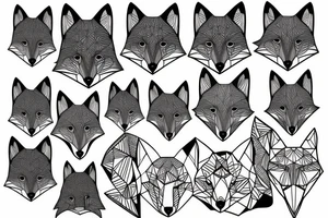 face of fox
 with 
straight geometric fineline tattoo idea