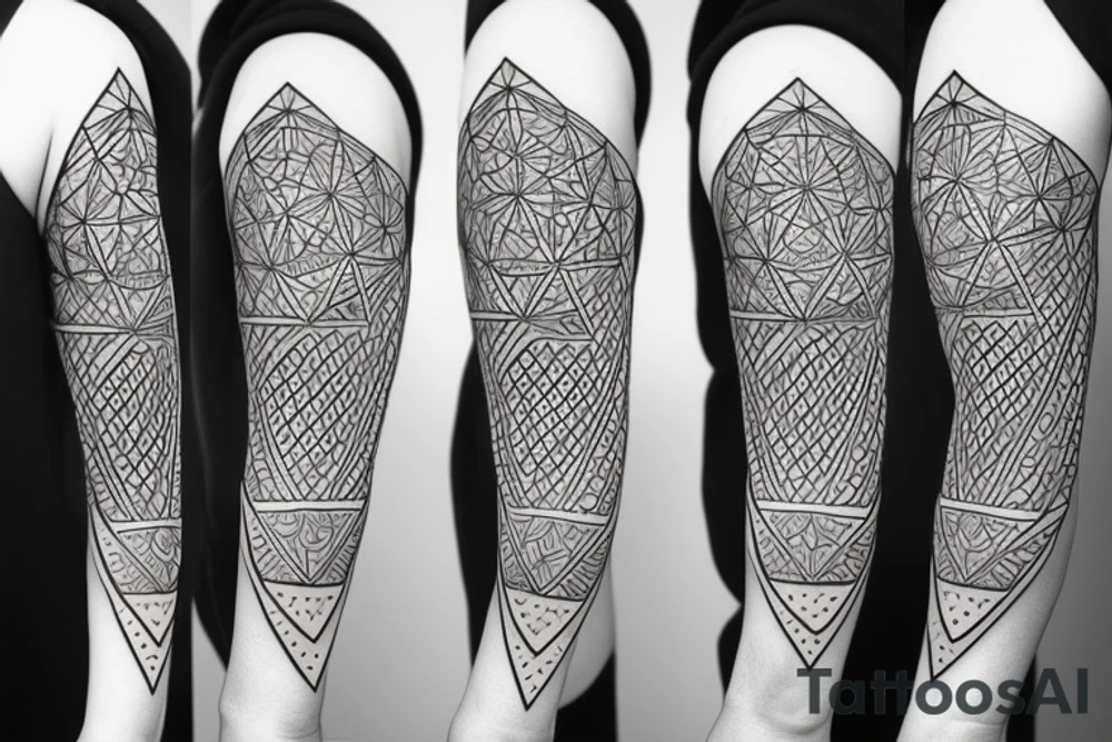 face of fox
 with 
straight geometric fineline tattoo idea