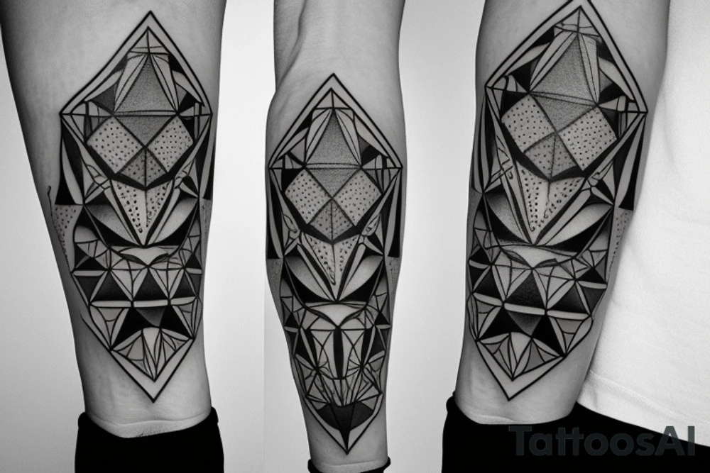 face of fox
 with 
straight geometric fineline tattoo idea