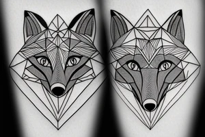 face of fox
 with 
straight geometric fineline tattoo idea