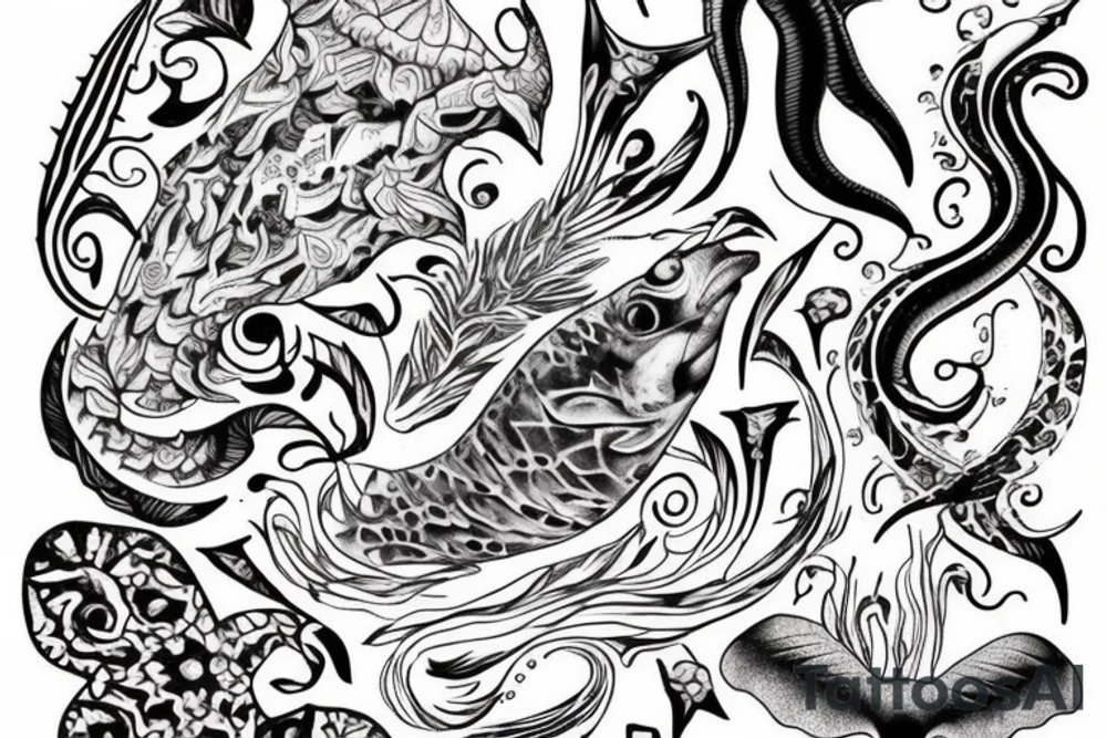 i want some sort of sea beautiful creature maybe a sting ray starting on the back of my shoulder and going down the spine not too big but on my shoulder i also want writing saying "You only live once, but if you do it right, once is enough tattoo idea