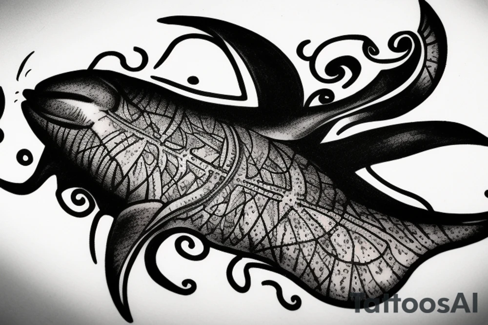 a sting ray starting on the back of my shoulder and going down the spine tattoo idea