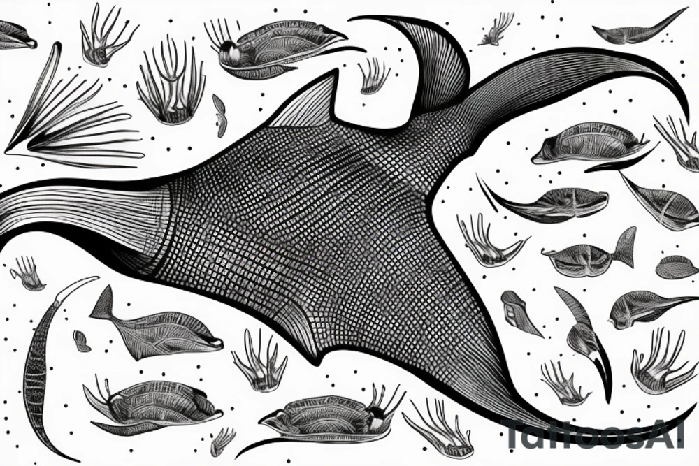 a sting ray with fineline tail tattoo idea