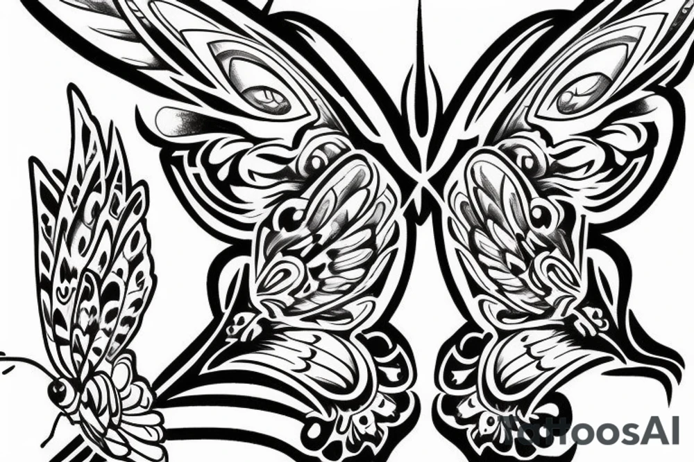 a butterfly with wings on fire tattoo idea