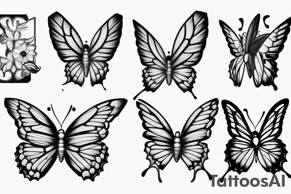 a butterfly with wings on flames tattoo idea