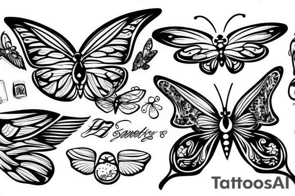 a butterfly with wings on flames tattoo idea