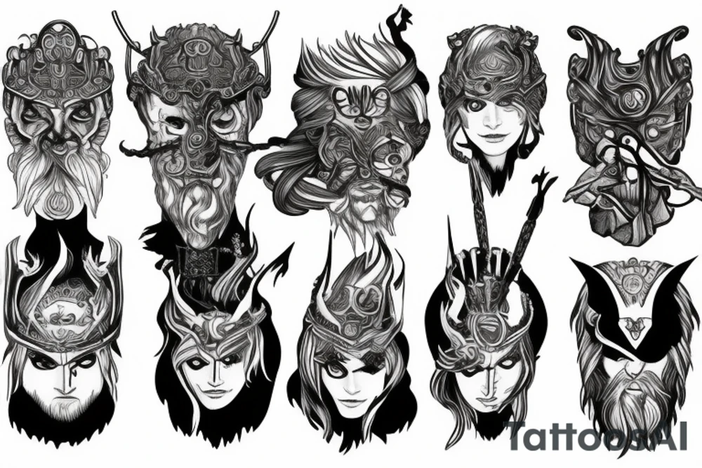 Odin, lightning, gem eye tattoo idea