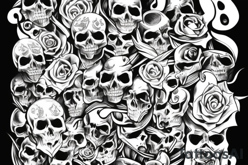 Buquette of Skulls tattoo idea