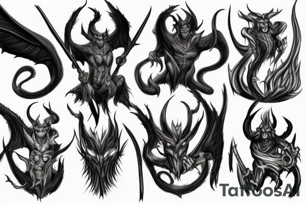 tall and menacing beings who can shroud themselves in fire, darkness, and shadow. They are armed with fiery whips, the balrog tattoo idea