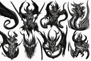 tall and menacing beings who can shroud themselves in fire, darkness, and shadow. They are armed with fiery whips, the balrog tattoo idea