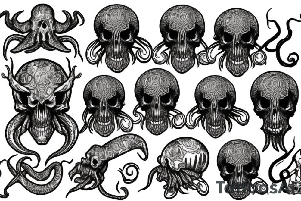 Cthulhu, with a skull face tattoo idea