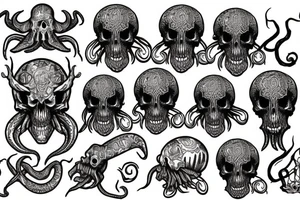 Cthulhu, with a skull face tattoo idea