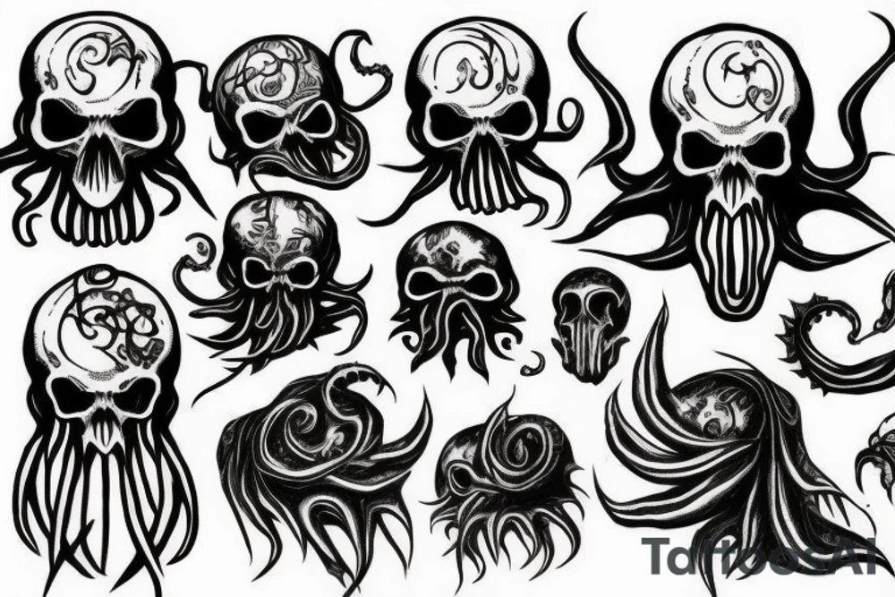 Cthulhu, with a skull face tattoo idea