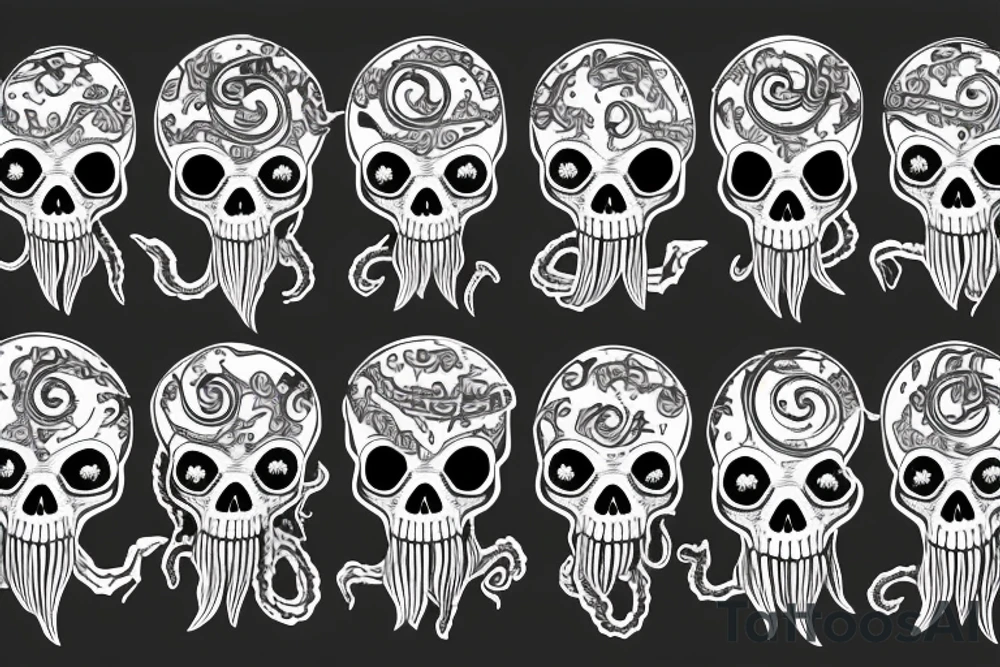 Cthulhu, with a skull face tattoo idea