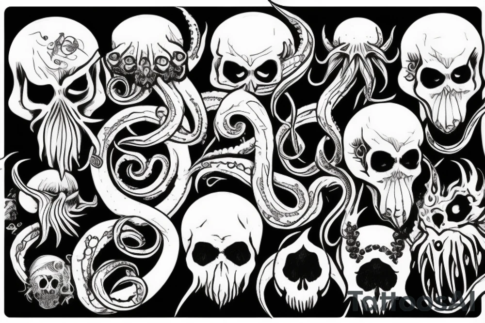 Cthulhu, with a skull face tattoo idea