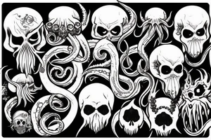 Cthulhu, with a skull face tattoo idea
