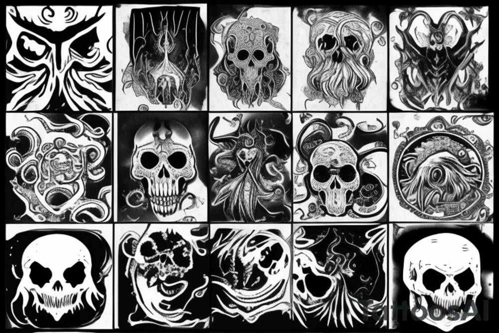 Cthulhu, with a skull face tattoo idea