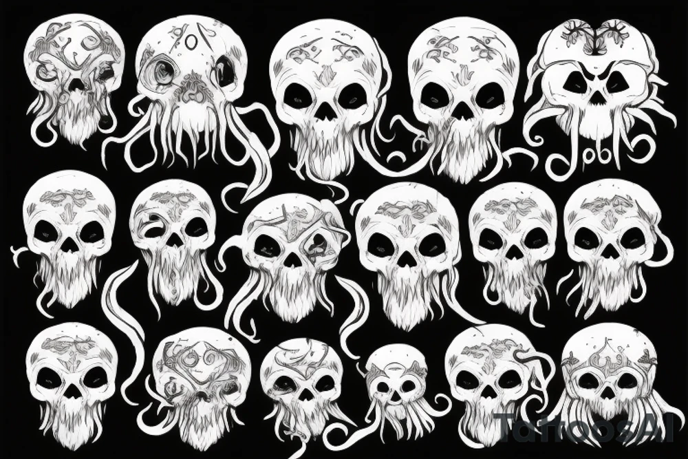 Cthulhu, with a skull face tattoo idea