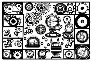 Robot with grinding gears and sparks flying out of it tattoo idea