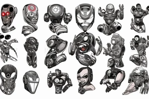A robot superhero tattoo idea