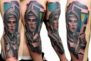 Half man half robot tattoo idea