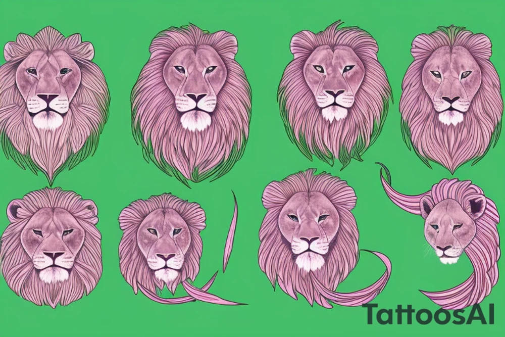 lion, lioness, girl cub, boy cub, family, strong, stargazer lilies - pink, spinal cord injury ribbon, kelly green tattoo idea