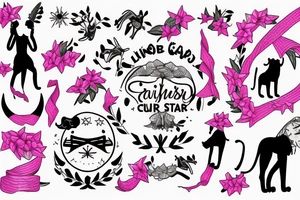 lioness, girl cub, boy cub, stargazer lilies - pink, spinal cord injury ribbon tattoo idea