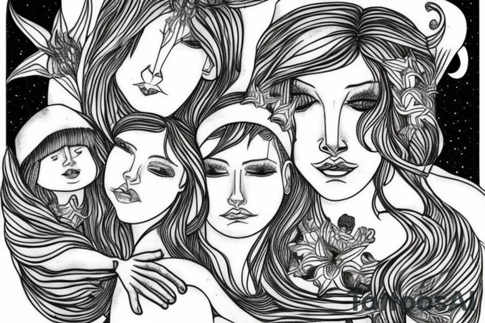 lioness with girl cub and boy cub, stargazer lilies, with 5/4/1993 spinal cord injury ribbon tattoo idea