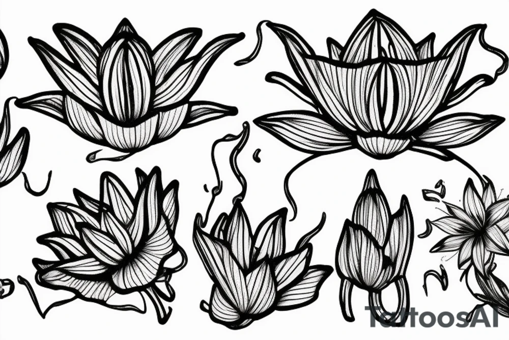 2 lotus flower stargazers lilies wrapped, add 5/04/1993 date and spinal cord awareness ribbon tattoo idea