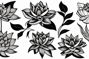 2 lotus flower stargazers lilies wrapped, lioness tattoo idea