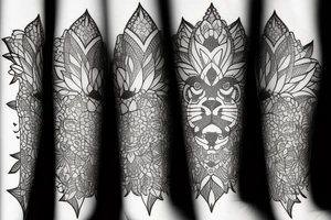 lotus and stargazer lily with lioness tattoo idea