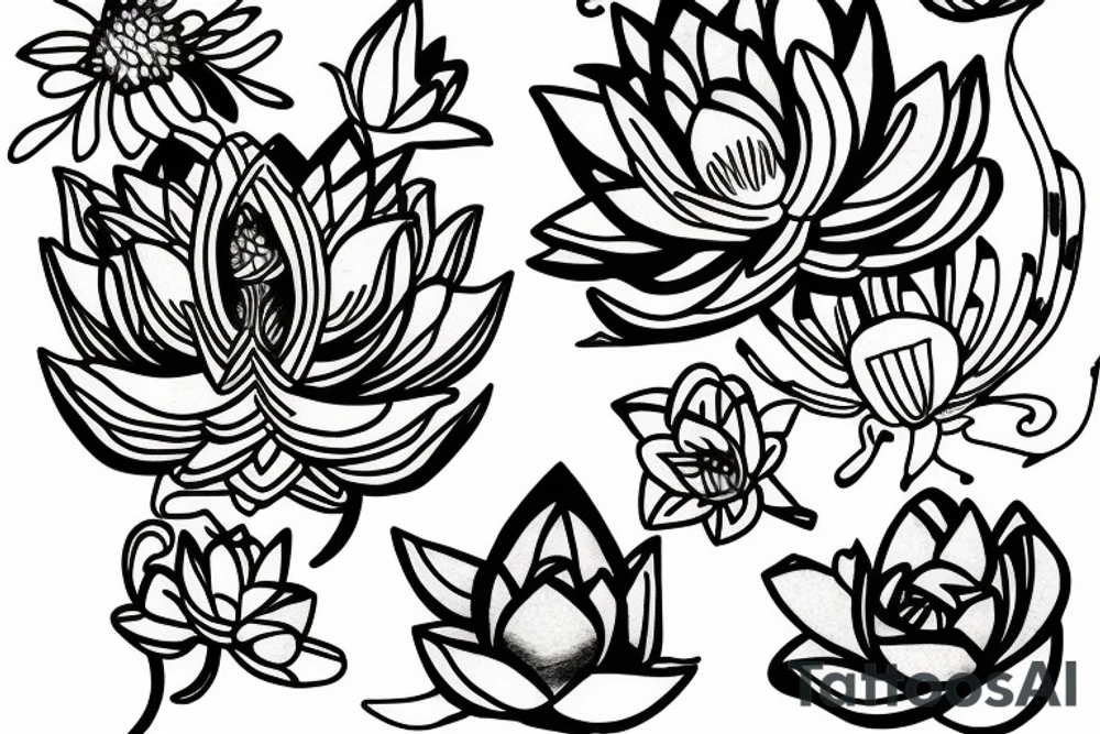 lotus on long stem tattoo idea