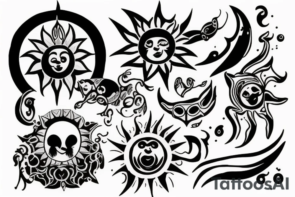 merged sun and moon tattoo idea
