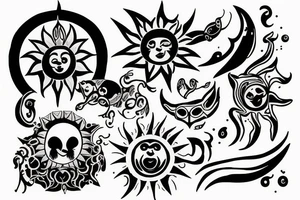 merged sun and moon tattoo idea